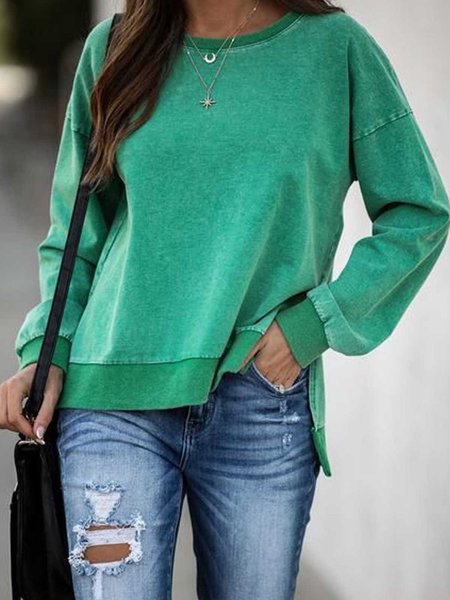 

Green Casual Solid Sweatshirt, Hoodies&Sweatshirts