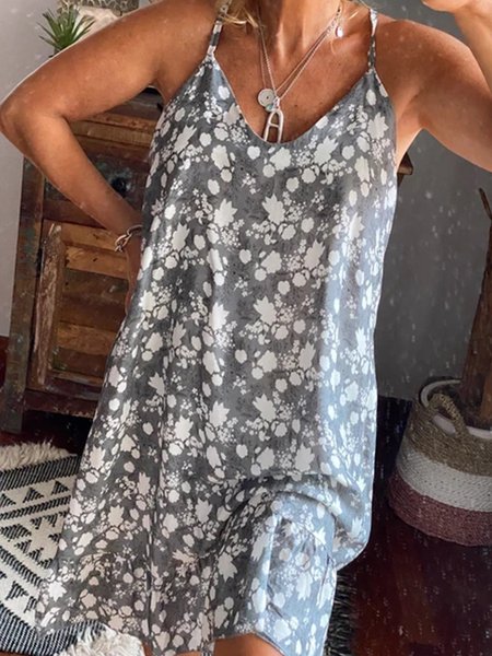 

Abito con Scollo a V Bretelline Sottili, Grigio, Dresses