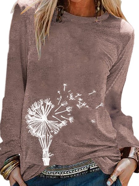 Floral Long Sleeve Casual Shirts & Tops, Pink, Hoodies&Sweatshirts
