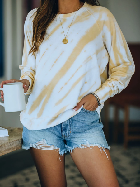 

Top a Girocollo Casuale Colore-block di Misto Cotone, Giallo, Hoodies & Sweatshirts
