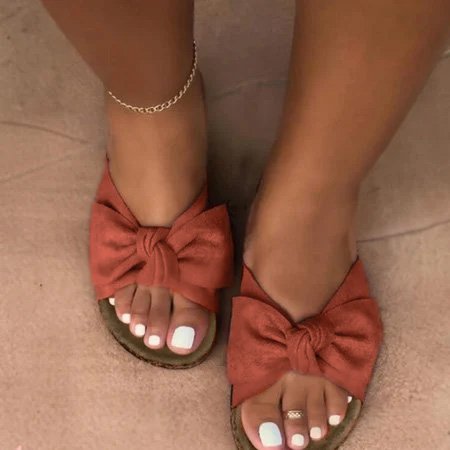 

Women Comfy Bownot Slip-on Sandal, Orange, Slippers