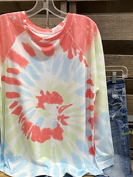 

Top a Girocollo di Misto Cotone, Rosso, T-Shirts