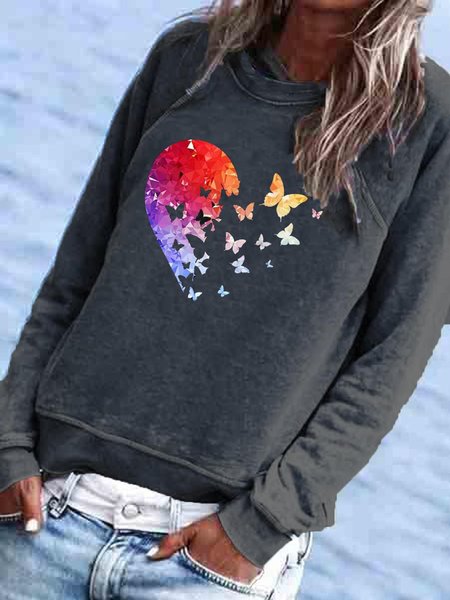 

Top a Girocollo Stampato di Misto Cotone, Nero, Sweater
