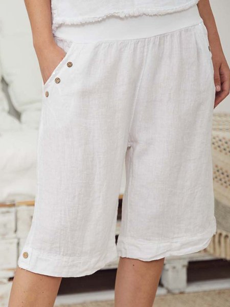 

Pantaloni con Tasche, Bianco, Shorts