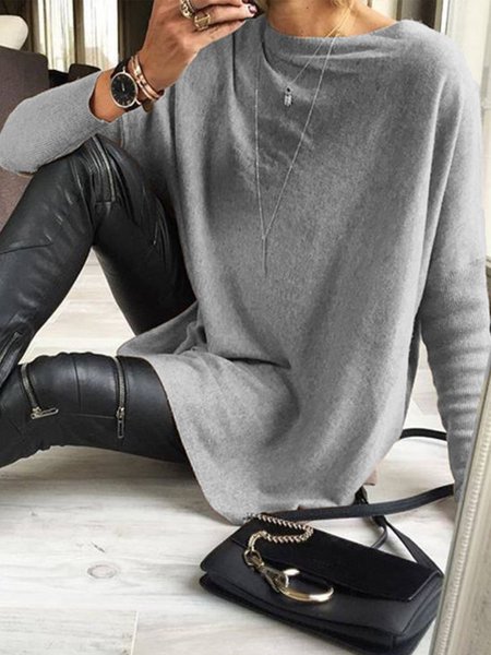 

Top a Girocollo Elegante, Grigio, Tops
