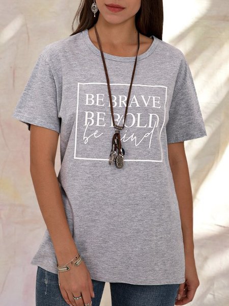 

Gray Printed Floral Crew Neck Short Sleeve Top, Tees