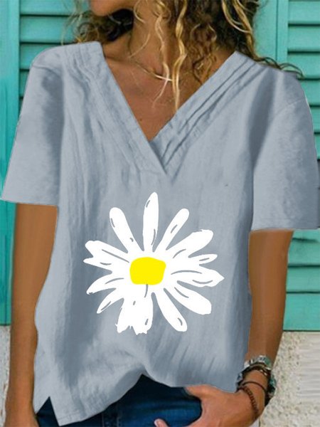 

T-Shirt Casuale di Cotone, Blu, T-Shirts