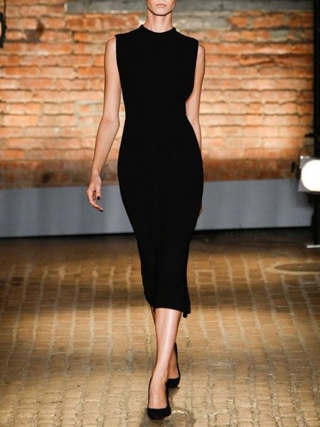 

Abito a Girocollo Casuale, Nero, Summer dresses