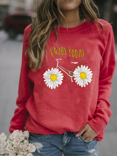 

Cotton-Blend Long Sleeve Printed Shirts & Tops, Red, Hoodies&Sweatshirts