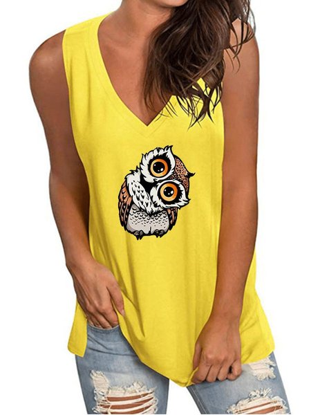 

Top Stampato Casuale, Giallo, Tank Top