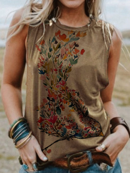 

Gilet Stampato Casuale, Cachi scuro, Tank Top