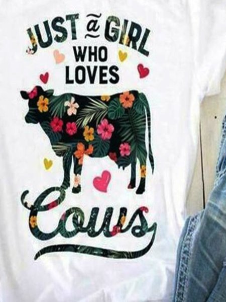 T-Shirt Casuale a Girocollo, Bianco, Tops