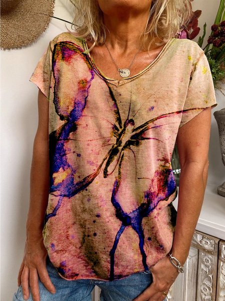 

T-Shirt Stampato di Misto Cotone, Giallo, Tops