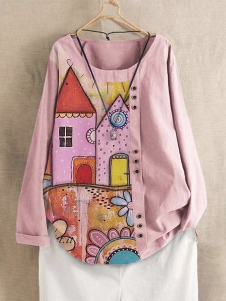 

Pink Cotton-Blend Vintage Floral Shirts & Tops, Blouses