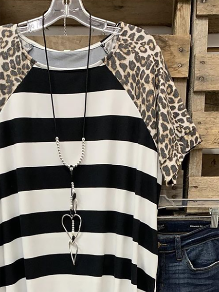 

Top Leopardo di Misto Cotone, Nero, T-Shirts