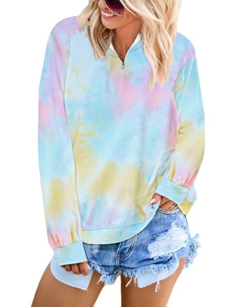 Casual Long Sleeve Sweatshirts, Yellow, Hoodies & Sweatshirts