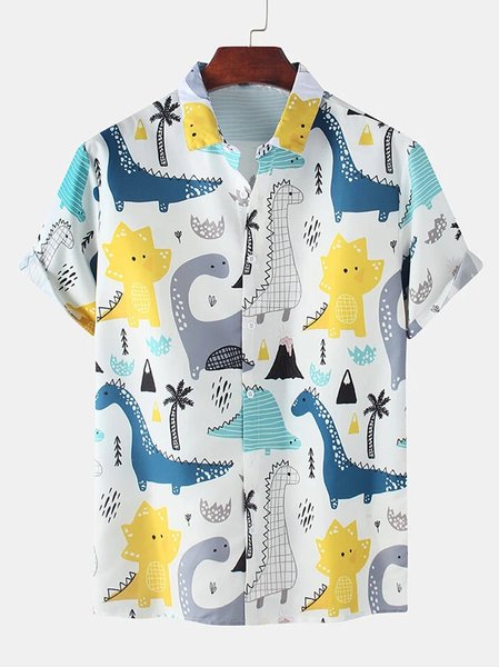 

White Basic Shirt Collar Shirts, Men's Floral shirt