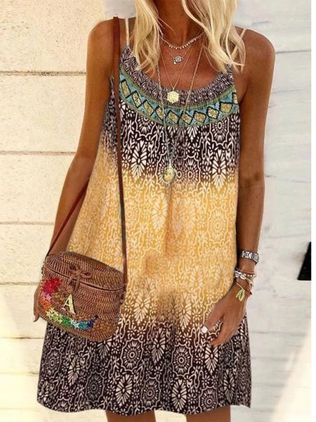 

Abito Casuale Stampato di Misto Cotone, Giallo, Summer dresses