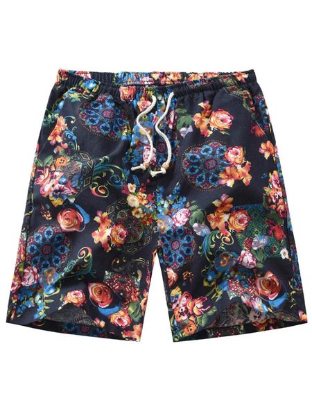 

Floral Casual Linen Pants, Flower, Bottom