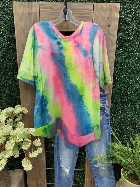 

Top a O-collo Casuale, Viola, T-Shirts