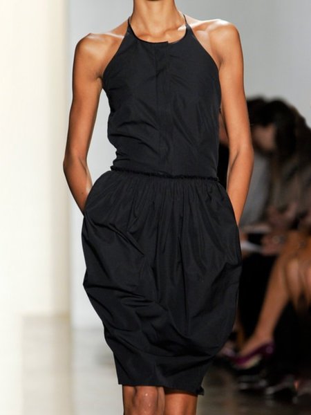 

Abito a Girocollo Casuale, Nero, Dresses