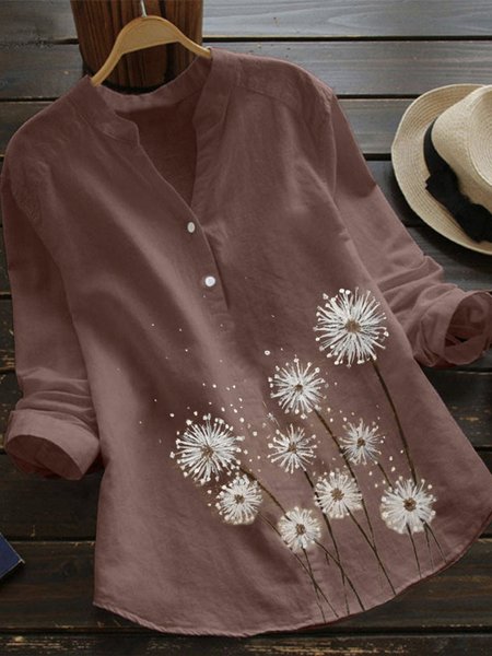 

Coffee Cotton-Blend Casual Shirts & Tops, Blouses