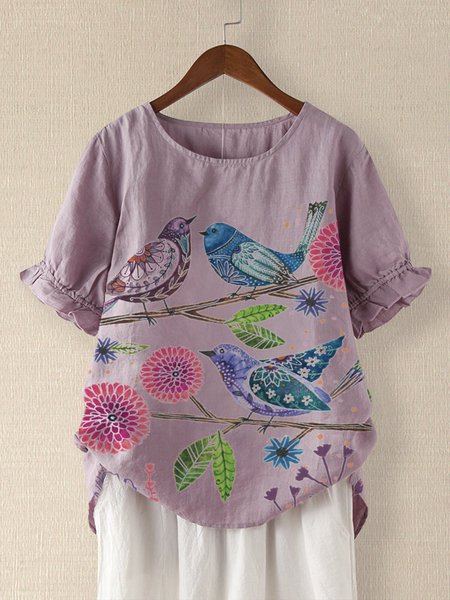 

Violet Cotton-Blend Vintage T-shirt, Tops