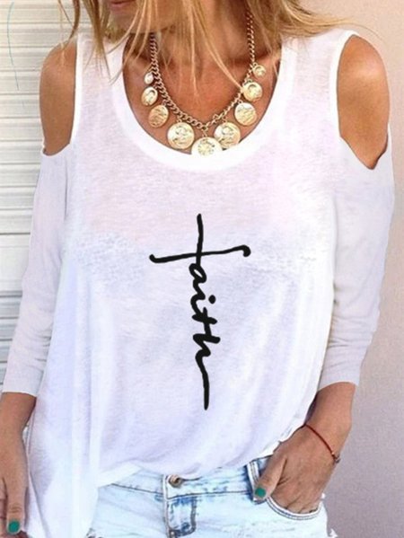 

Top Casuale a Spalla Nuda, Bianco, T-Shirts