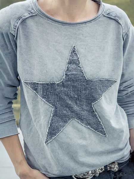 

Cotton Long Sleeve Crew Neck Shirts & Tops, Gray, Hoodies&Sweatshirts
