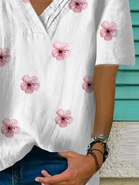 

T-Shirt con Scollo a V, Bianco, T-Shirts