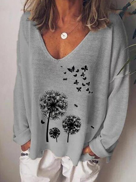 Simple Cotton Shirts & Tops, Gray, Blouses