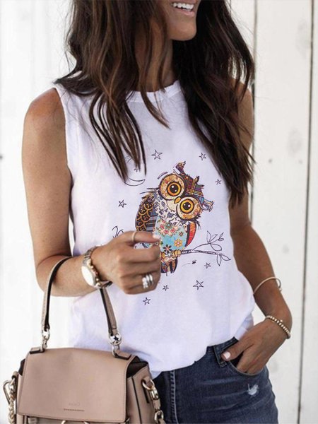 Top a Girocollo Stampato, Bianco, T-Shirts