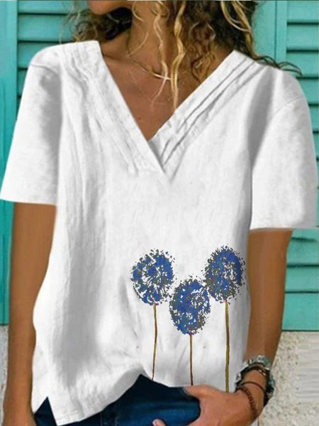 

Top a Girocollo di Misto Cotone, Bianco, T-Shirts