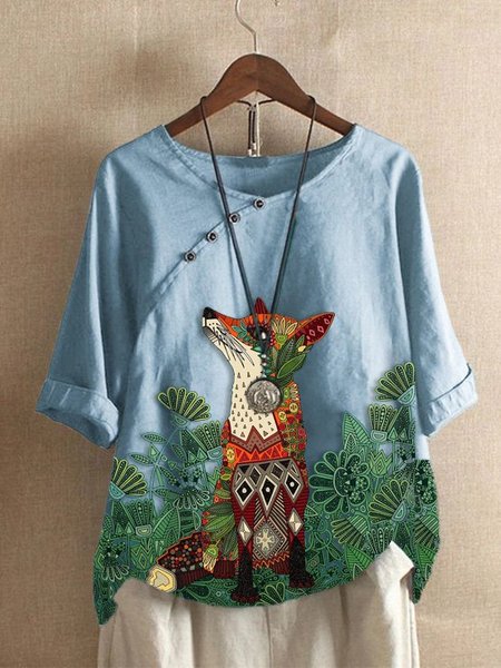 

Top a Girocollo Casuale, Azzurro, Blouses & Shirts