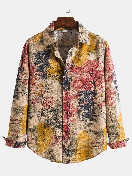 

Men's Red Shirt Collar Casual Shirts, Men's Floral shirt