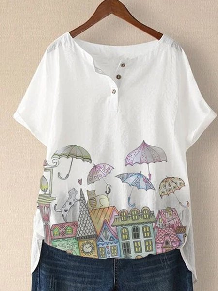 

White Cotton Short Sleeve Shirts & Tops, Blouses & Shirts