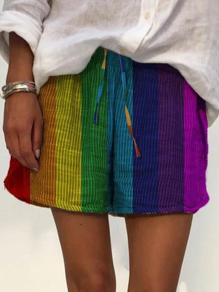 

Pantaloni Casuale a Righe, Blu, Shorts