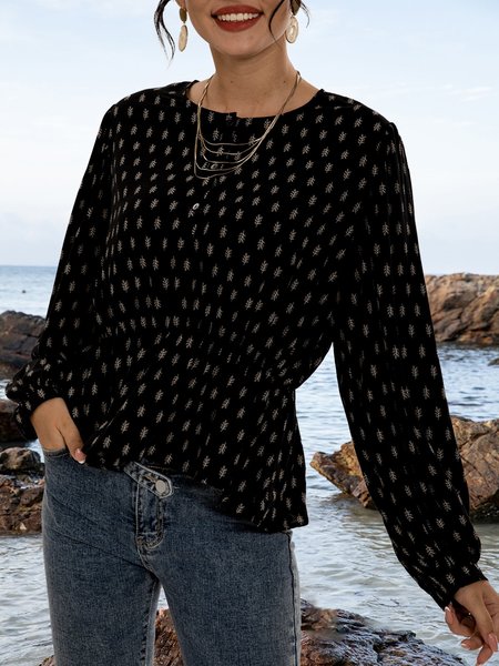 

Top da Vacanza a pois a Girocollo, Nero, Blouses & Shirts