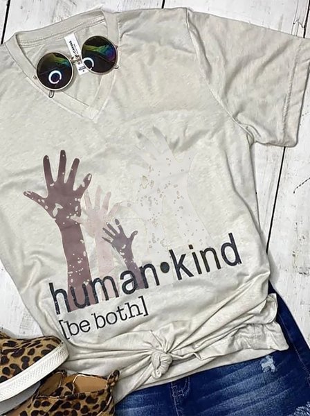 T-Shirt con Scollo a V, Grigio, T-Shirts