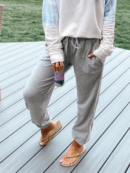 

Plus size Solid Casual Sports Pants, Gray, Pants