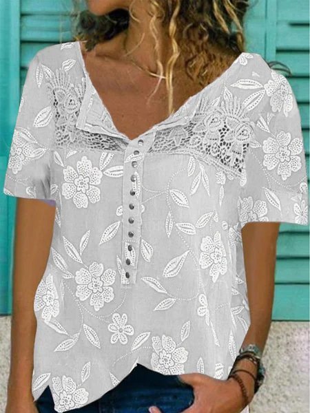 

Casual Short Sleeve T-shirt, White, Blouses & Shirts