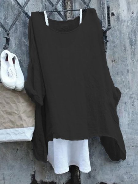 

Camicetta & Top Casuale di Cottone, Nero, Blouses & Shirts