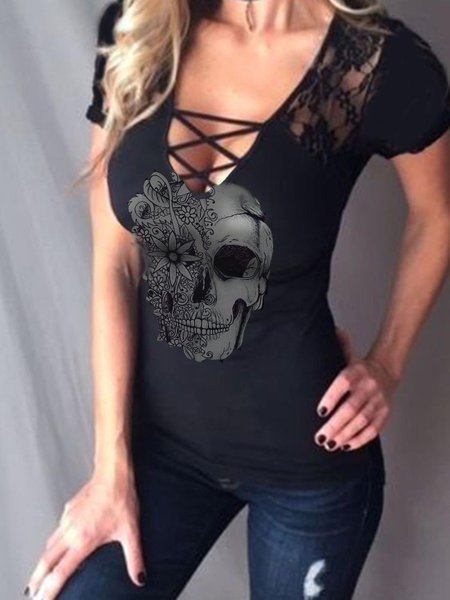 

Graffiti Short Sleeve Cotton-Blend T-shirt, Black, Tops