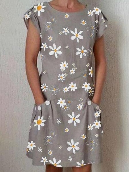 

Abito a Girocollo Casuale, Grigio, Summer dresses