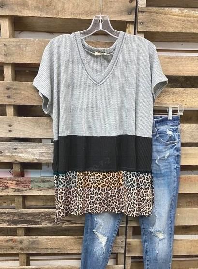 

Top di Misto Cotone, Grigio, T-Shirts