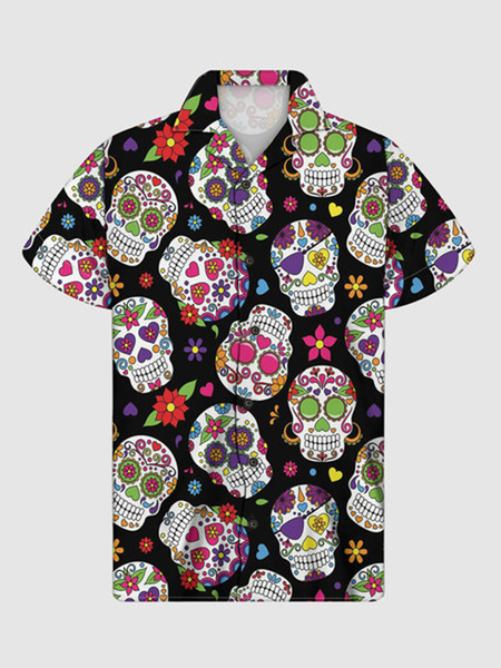 

Men's Black Skull Casual Shirts, Men's Floral shirt