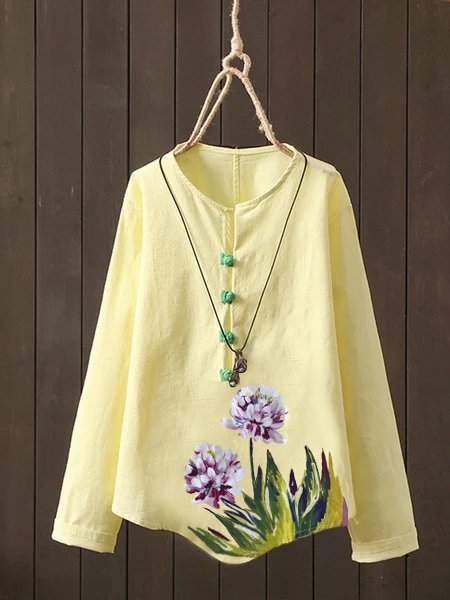 

Yellow Vintage Floral Shirts & Tops, Blouses