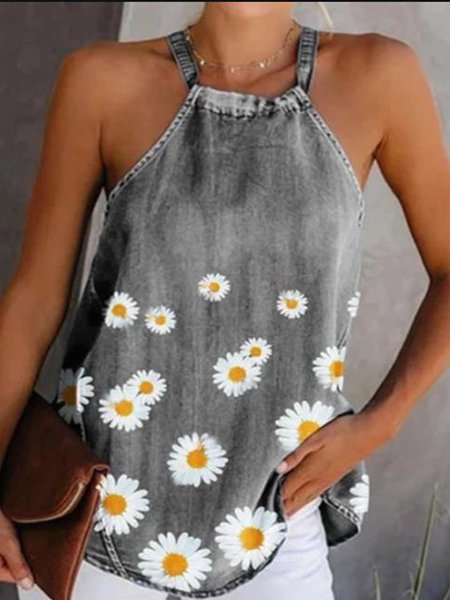 

Top Casuale Stampato, Grigio, Tank Top