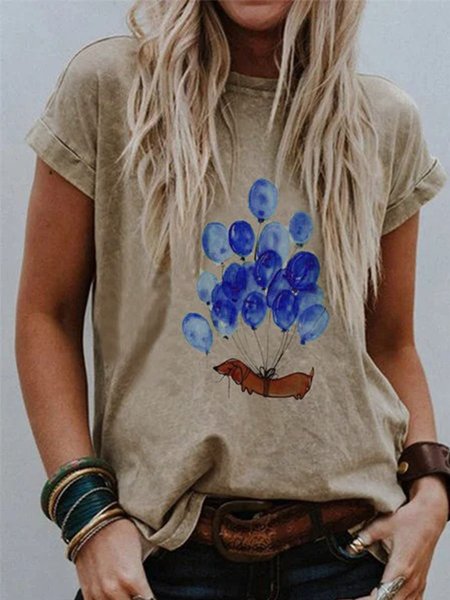 

T-Shirt a Girocollo di Misto Cotone, Cachi, T-Shirts
