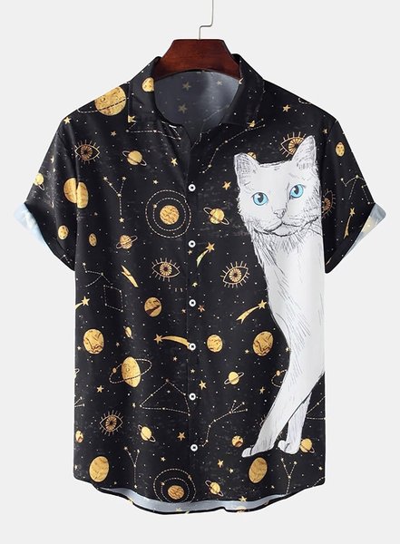 

Black Statement Geometric Shirts, Men's Floral shirt